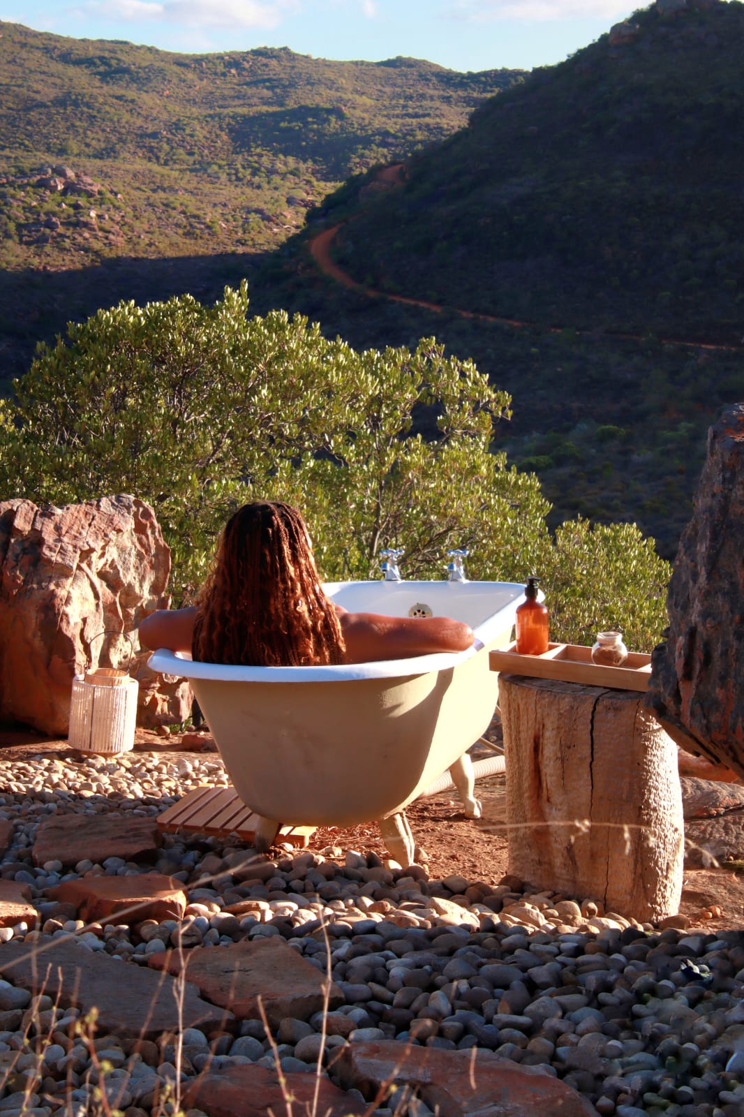 Outdoor bath overlooking the valley
